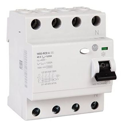 Allen Bradley 1492-RCDA Series Residual Current Device, 63A, 3+N-Pole, 300 mA, Type A, 1 kA 400V ac