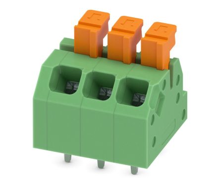 Phoenix Contact SPTAF 1/ 3-3.5-LL Series Angled PCB Terminal Block, 3 Contact(s), 3.5 mm Pitch, 2 Row