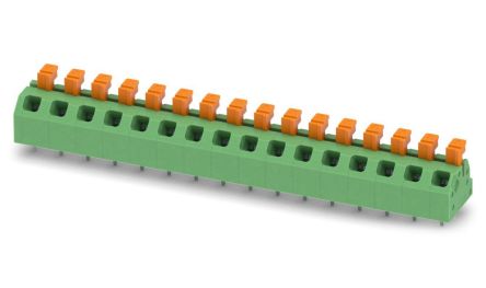Phoenix Contact SPTAF 1/16-5.0-LL Series Angled PCB Terminal Block, 16 Contact(s), 5 mm Pitch, 2 Row