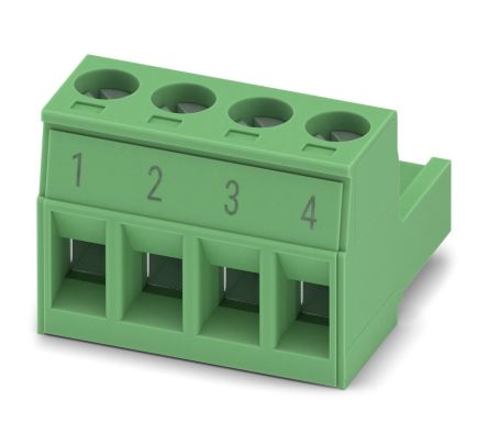 Phoenix Contact MSTB 2.5/4-ST BD:1-4 Series Pluggable Terminal Block, 4-Contact, 5 mm Pitch, 1 Row