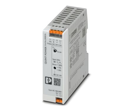 Phoenix Contact QUINT4-PS/1AC/24DC/2.5/PT Switch Mode Power Supply DIN Rail Power Supply 250 V dc, 240V ac 28V dc, 2.5 A