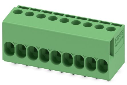 Phoenix Contact TDPT 2.5/ 9-SC-5.08 Series PCB Terminal Block, 9-Contact, 5.08 mm Pitch, Wave Soldering Mount, 1 Row