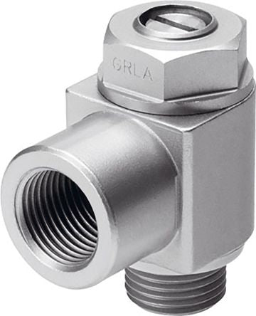 Festo GRLZ-1/4-PK-6-B Series Flow Controller, 151195, Inlet Male, Male 1/4 in G, Outlet Female Barbed Connector 6 mm