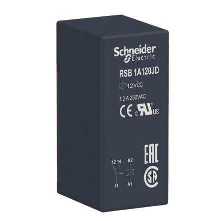 Schneider Electric Harmony Relay RSB Series 12V dc Interface Relay Module 12A