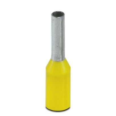 Phoenix Contact Insulated Crimp Bootlace Ferrule, 6 mm Pin Length, 1.5 mm Pin Diameter, Yellow to 18 AWG Wire Size