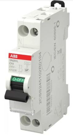 ABB SN201 SN201 Miniature Circuit Breaker, 1-Pole, 10A, Type C, 230V ac AC, 4.5 kA Breaking Capacity