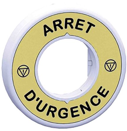 Schneider Electric Illuminated Marked Legend Ring for Use with Emergency Stop Mushroom Head Push Button