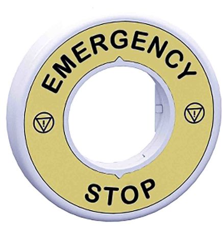 Schneider Electric Illuminated Unmarked Legend Ring for Use with Emergency Switching Off Mushroom Head Push Button