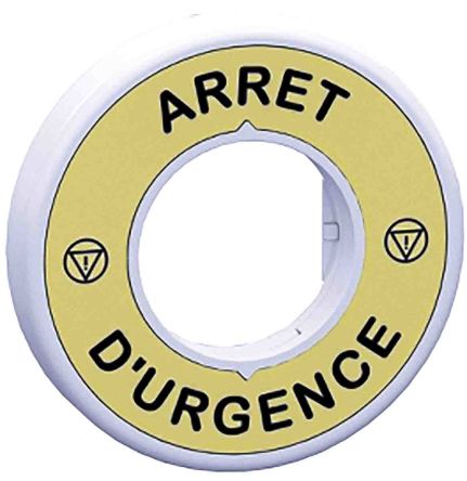 Schneider Electric Illuminated Marked Legend Ring for Use with Emergency Stop Mushroom Head Push-Button