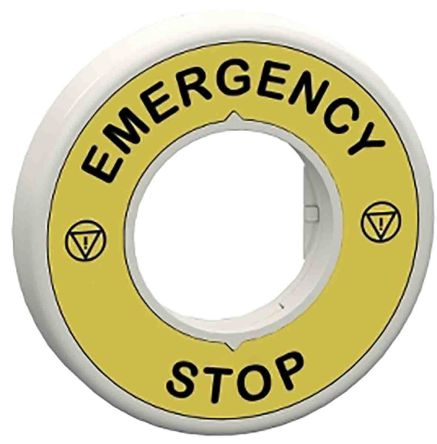 Schneider Electric Illuminated Marked Legend Ring for Use with Emergency Stop Mushroom Head Push Button