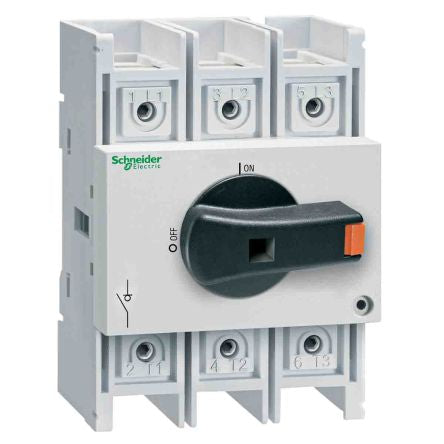 Schneider Electric 3-Pole DIN Rail Isolator Switch -, IP20, 80A, 40 kW