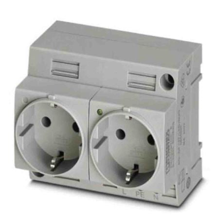 Phoenix Contact Germany Mains Socket Grey, 16A, DIN Rail Polyamide, 250V, Screw