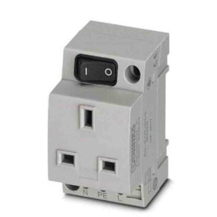 Phoenix Contact UK Mains Socket Grey, 13A, DIN Rail Polyamide, 250V, Screw