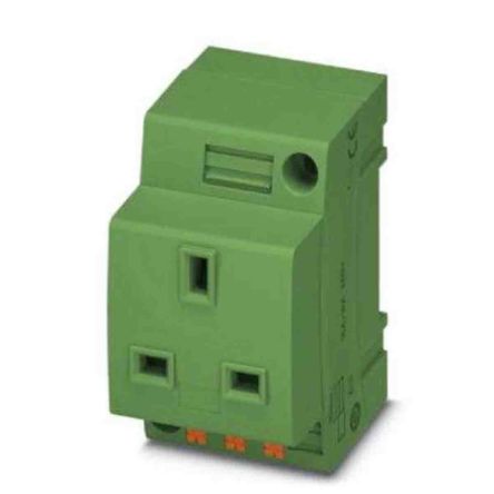 Phoenix Contact UK Mains Socket Green, 13A, DIN Rail Polyamide, 250V, Push-in