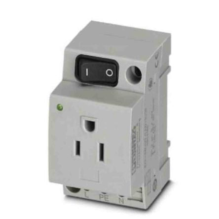 Phoenix Contact USA Mains Socket Grey, 15A, DIN Rail Polyamide, 125V, Screw