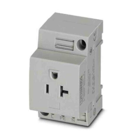 Phoenix Contact USA Mains Socket Grey, 20A, DIN Rail Polyamide, 125V