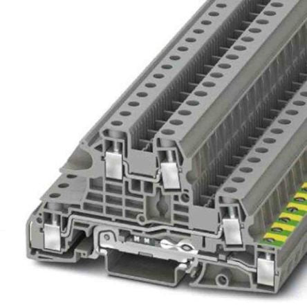 Phoenix Contact 3076040 UTI Series Earth Terminal Block Grey, 0.2mm², 10 mm², 3-Level, Screw
