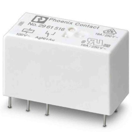 Phoenix Contact PCB Power Relay, 120V ac Coil, 16A Switching Current, DPDT