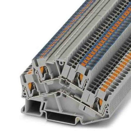 Phoenix Contact 3209606 PTTBS Series Double Level Terminal Block Grey, 0.14mm², 4 mm², 2-Level, Push-in