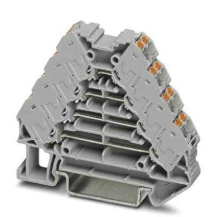 Phoenix Contact 3270117 PTRV Series DIN Rail Terminal Block Grey, 0.14mm², 2.5 mm², 4-Level, Push-in