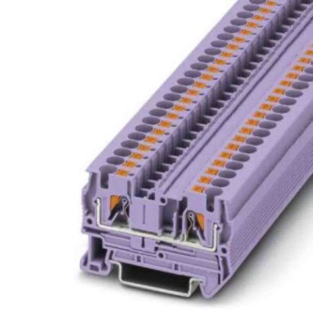 Phoenix Contact 3211761 PT 4 Series Feed Through Terminal Block Violet, 0.2mm², 6 mm², 1-Level, Push-in, IECEx/ATEX