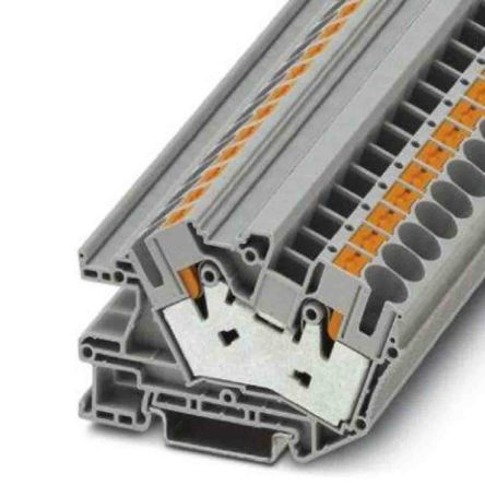 Phoenix Contact 3214029 PTI Series DIN Rail Terminal Block Grey, 16mm², 1-Level, Push-in