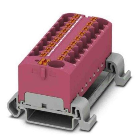 Phoenix Contact Distribution Block, 19 Way, 800V, 32A, Pink