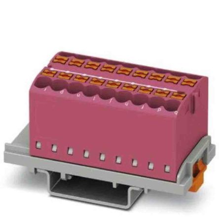 Phoenix Contact Distribution Block, 18 Way, 690V, 24A, Pink