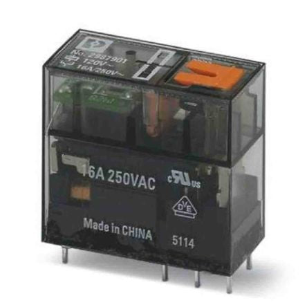 Phoenix Contact PCB Power Relay, 120V ac Coil, 16A Switching Current, DPDT