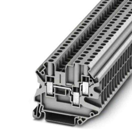 Phoenix Contact 3000608 UT 4 Series Feed Through Terminal Block Grey, 0.14mm², 6 mm², 1-Level, Screw, IECEx/ATEX