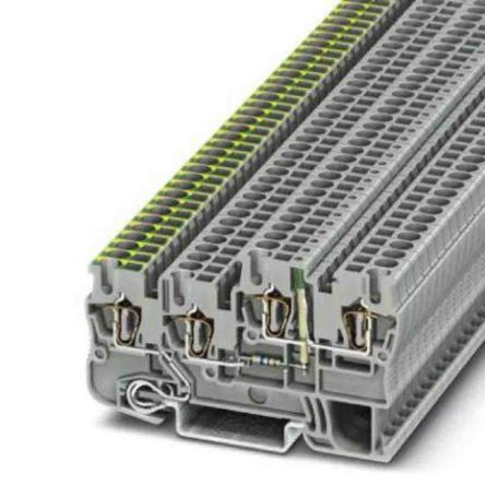 Phoenix Contact 3209141 STIO Series DIN Rail Terminal Block Grey, 0.08mm², 4 mm², 3-Level, Spring Cage