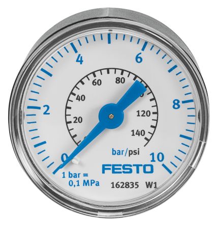 Festo 1/8 in R Threaded Pressure Gauge, 23 mm, 10 bar