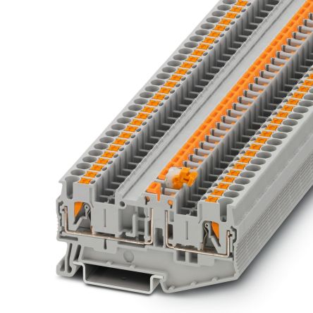 Phoenix Contact 1050617 PT 2 Series Knife Disconnect Terminal Block Grey, 4mm², 1-Level, Push-in
