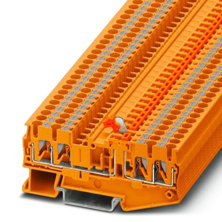 Phoenix Contact 3210173 PT 2 Series Knife Disconnect Terminal Block Orange, 4mm², 1-Level, Push-in