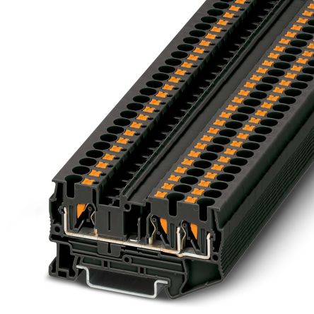 Phoenix Contact 3211255 PT 4 Series Feed Through Terminal Block Black, 6mm², 1-Level, Push-in, IECEx/ATEX