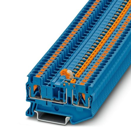 Phoenix Contact 3211650 PT 4 OG Series Knife Disconnect Terminal Block Blue, 4mm², 1-Level, Push-in