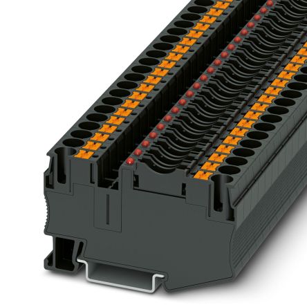 Phoenix Contact 3212172 PT 6 Series Fuse Modular Terminal Block Black, 10mm², 1-Level, Push-in