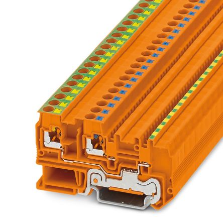 Phoenix Contact 3244560 PTIO Series DIN Rail Terminal Block Orange, 4mm², 3-Level, Push-in