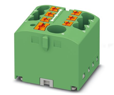 Phoenix Contact Distribution Block, 7 Way, 450V, 24A, Green