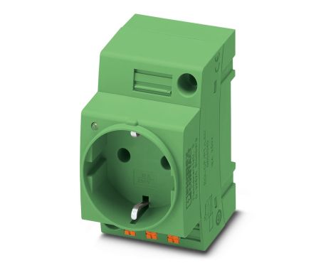 Phoenix Contact Germany Mains Socket Green, 16A, DIN Rail Polyamide, 250V, Push-in