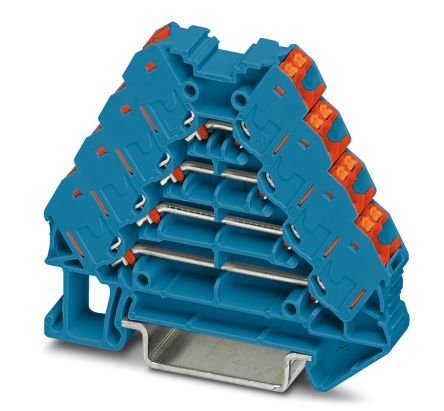 Phoenix Contact 3270120 PTRV 4 BU/RD Series DIN Rail Terminal Block Blue, 0.14mm², 2.5 mm², 4-Level, Push-in