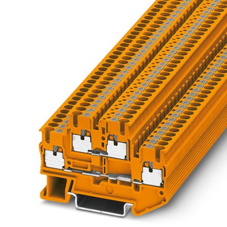 Phoenix Contact 3210568 PTTB 2.5 OG Series Double Level Terminal Block Orange, 0.14mm², 4 mm², 2-Level, Push-in, ATEX,