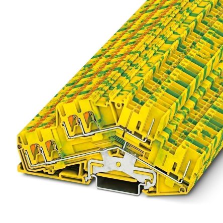 Phoenix Contact 3210606 PTTBS 2.5-TWIN/2P-PE Series Earth Terminal Block Yellow, Green, 0.14mm², 4 mm², 2-Level, Push-in