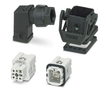 Phoenix Contact kit contents: 2 Contact Insert, 2 Housing, HC-STA, Heavy Duty Power Connector Kit, 3 Way, 10A
