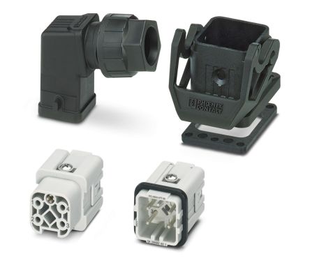 Phoenix Contact kit contents: 2 Housing, 2 Contact Insert, HC-STA, Heavy Duty Power Connector Kit, 4 Way, 10A