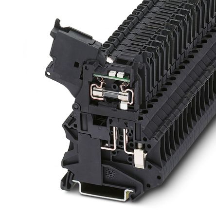 Phoenix Contact 3036826 UT 4 - HESILED Series Fuse Modular Terminal Block Black, 4mm², 1-Level Fused, Screw
