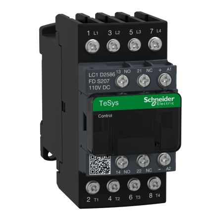 Schneider Electric TeSyS D Reversing Contactor, 110V dc Coil, 4-Pole, 40 A 110V dc, 2 NO/2 NC, 690V