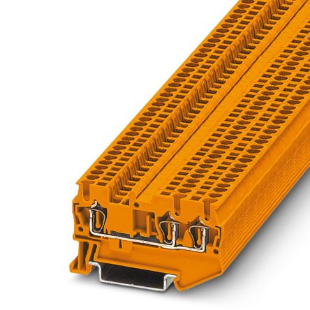 Phoenix Contact 3037258 ST 1.5-TWIN OG Series Feed Through Terminal Block Orange, 0.08mm², 1.5 mm², 1-Level, Spring