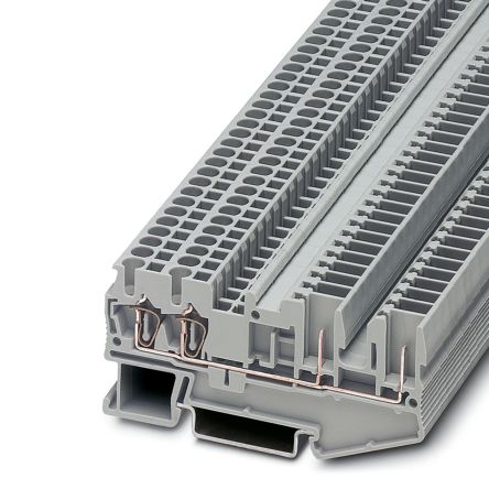 Phoenix Contact 3040038 ST 2.5-QUATTRO/2P Series Feed Through Terminal Block Grey, 0.08mm², 4 mm², 1-Level, Spring Cage