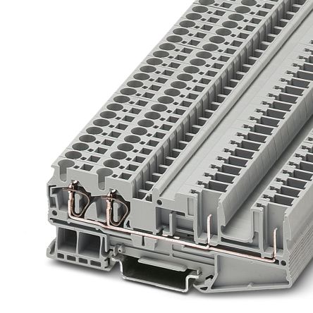 Phoenix Contact 3042845 ST 4-QUATTRO Series Feed Through Terminal Block Grey, 0.08mm², 6 mm², 1-Level, Spring Cage